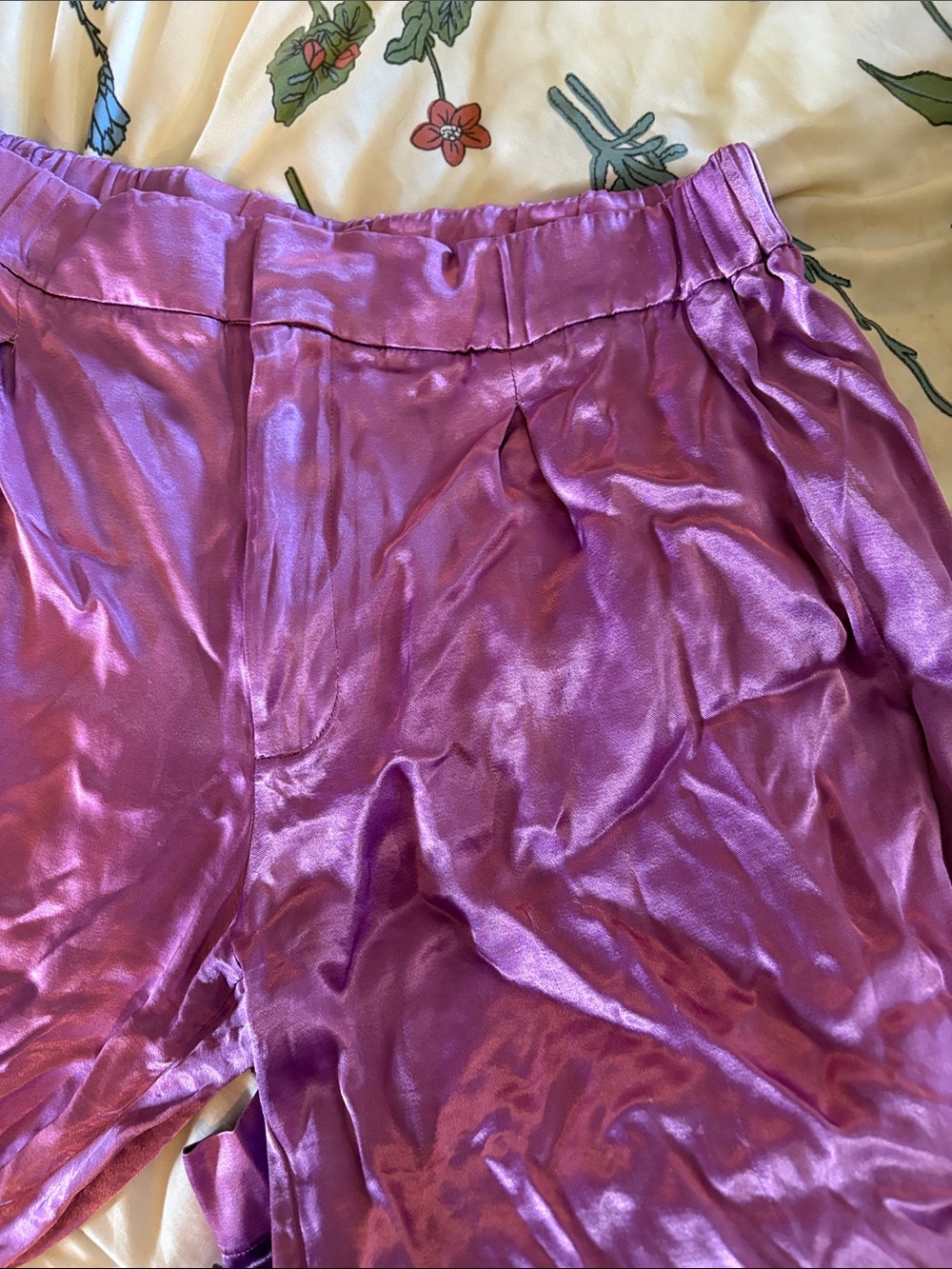 Free People Lavender Satin Wide-Leg Trousers - Picture 3 of 5